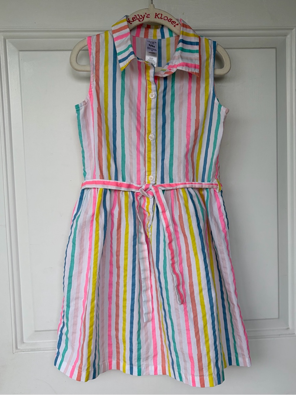 •Carter’s Kid• Girls Sleeveless Rainbow Stripe Dress – Size 6/6X